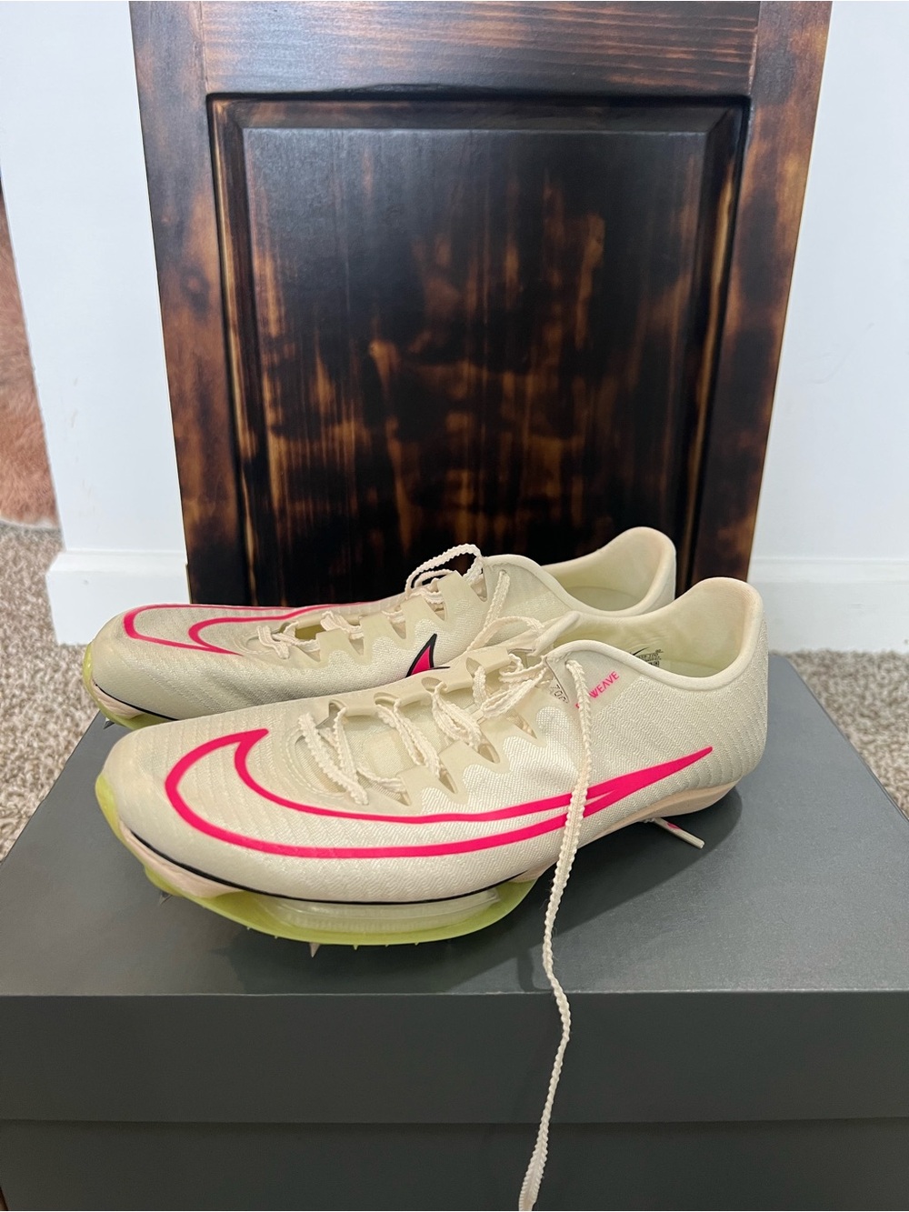 Nike Cream Running Shoes with Pink Accents